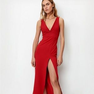 Red midi dress